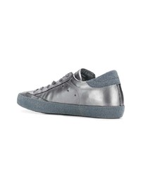 silberne Leder niedrige Sneakers von Philippe Model