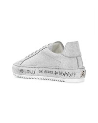 silberne Leder niedrige Sneakers von Philipp Plein