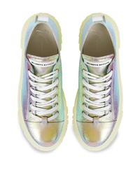 silberne Leder niedrige Sneakers von Giuseppe Zanotti