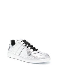 silberne Leder niedrige Sneakers von Maison Margiela