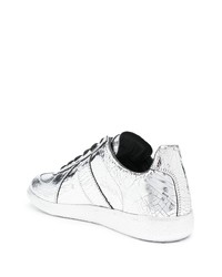 silberne Leder niedrige Sneakers von Maison Margiela