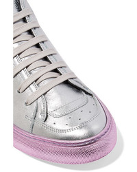 silberne Leder niedrige Sneakers von MM6 MAISON MARGIELA