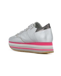 silberne Leder niedrige Sneakers von Philippe Model