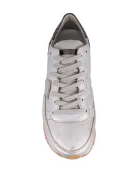 silberne Leder niedrige Sneakers von Philippe Model