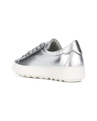 silberne Leder niedrige Sneakers von Philippe Model