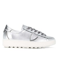 silberne Leder niedrige Sneakers von Philippe Model