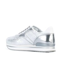 silberne Leder niedrige Sneakers von Hogan