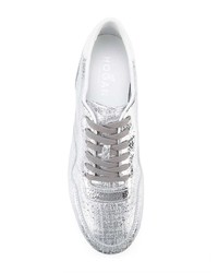 silberne Leder niedrige Sneakers von Hogan