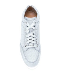 silberne Leder niedrige Sneakers von Jimmy Choo