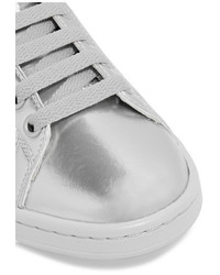 silberne Leder niedrige Sneakers von adidas