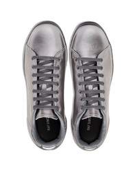 silberne Leder niedrige Sneakers von Raf Simons