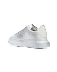 silberne Leder niedrige Sneakers von Alexander McQueen