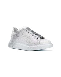 silberne Leder niedrige Sneakers von Alexander McQueen