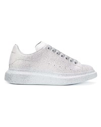 silberne Leder niedrige Sneakers von Alexander McQueen