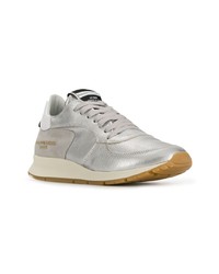 silberne Leder niedrige Sneakers von Philippe Model