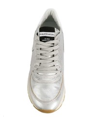 silberne Leder niedrige Sneakers von Philippe Model