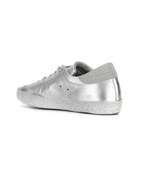 silberne Leder niedrige Sneakers von Philippe Model