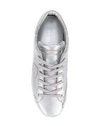 silberne Leder niedrige Sneakers von Philippe Model