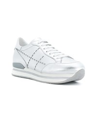 silberne Leder niedrige Sneakers von Hogan