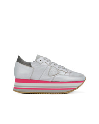 silberne Leder niedrige Sneakers von Philippe Model