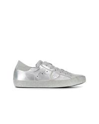 silberne Leder niedrige Sneakers von Philippe Model