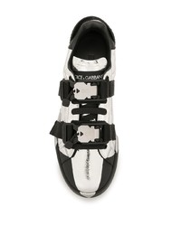 silberne Leder niedrige Sneakers von Dolce & Gabbana