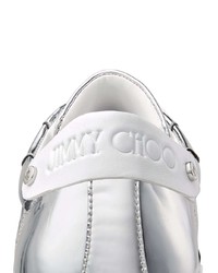 silberne Leder niedrige Sneakers von Jimmy Choo