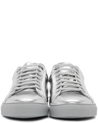 silberne Leder niedrige Sneakers von Paul Smith