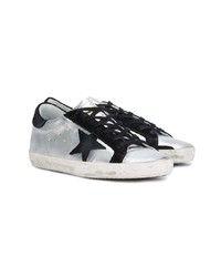 silberne Leder niedrige Sneakers von Golden Goose Deluxe Brand