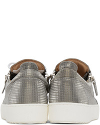 silberne Leder niedrige Sneakers von Giuseppe Zanotti