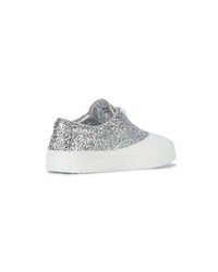 silberne Leder niedrige Sneakers von Miu Miu