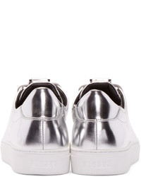 silberne Leder niedrige Sneakers von Versus