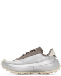 silberne Leder niedrige Sneakers von Y-3