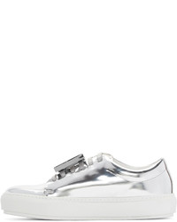 silberne Leder niedrige Sneakers von Acne Studios