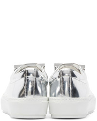 silberne Leder niedrige Sneakers von Acne Studios