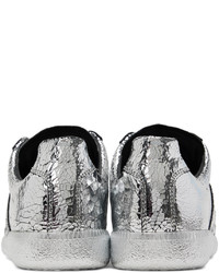 silberne Leder niedrige Sneakers von Maison Margiela