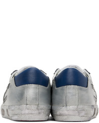 silberne Leder niedrige Sneakers von Diesel