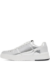 silberne Leder niedrige Sneakers von VERSACE JEANS COUTURE