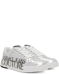 silberne Leder niedrige Sneakers von VERSACE JEANS COUTURE