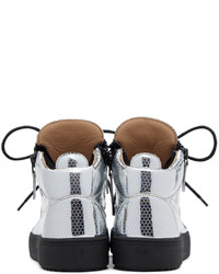 silberne Leder niedrige Sneakers von Giuseppe Zanotti