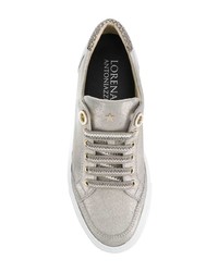 silberne Leder niedrige Sneakers von Lorena Antoniazzi