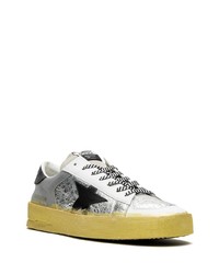 silberne Leder niedrige Sneakers von Golden Goose