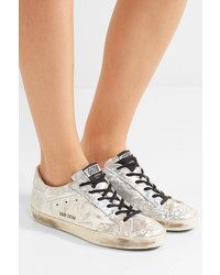 silberne Leder niedrige Sneakers von Golden Goose Deluxe Brand