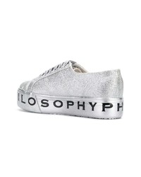 silberne Leder niedrige Sneakers von Philosophy di Lorenzo Serafini