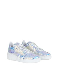 silberne Leder niedrige Sneakers von Giuseppe Zanotti