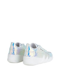 silberne Leder niedrige Sneakers von Giuseppe Zanotti