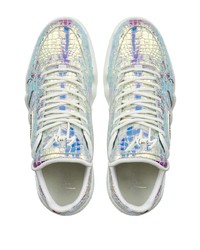 silberne Leder niedrige Sneakers von Giuseppe Zanotti