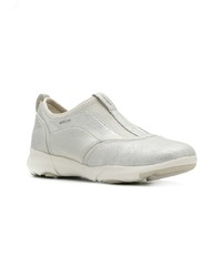 silberne Leder niedrige Sneakers von Geox