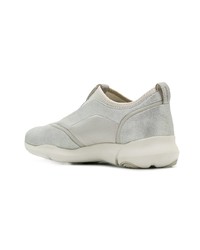 silberne Leder niedrige Sneakers von Geox