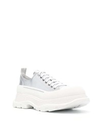 silberne Leder niedrige Sneakers von Alexander McQueen